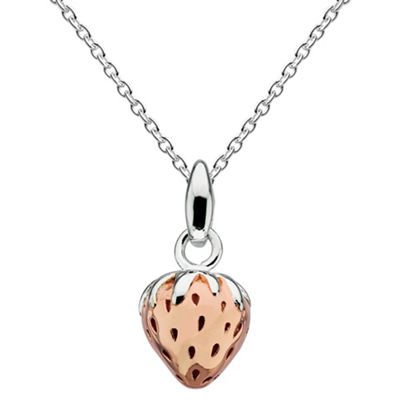 Sterling silver with rose gold plated 3d strawberry necklace
